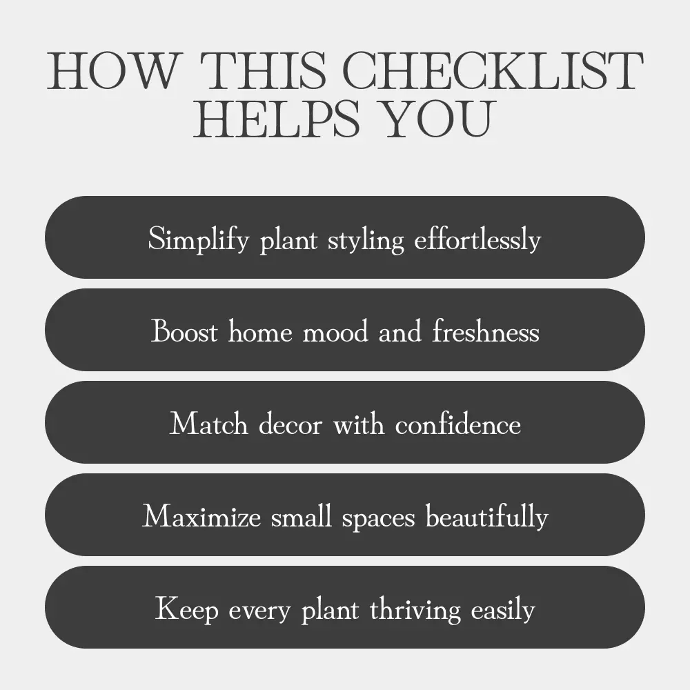 Green Corners, Happy Homes – Printable Home Décor Checklist | How to Decorate with Plants for Modern, Boho & Minimalist Interiors | Digital Download eBook for Plant Styling & Interior Harmony