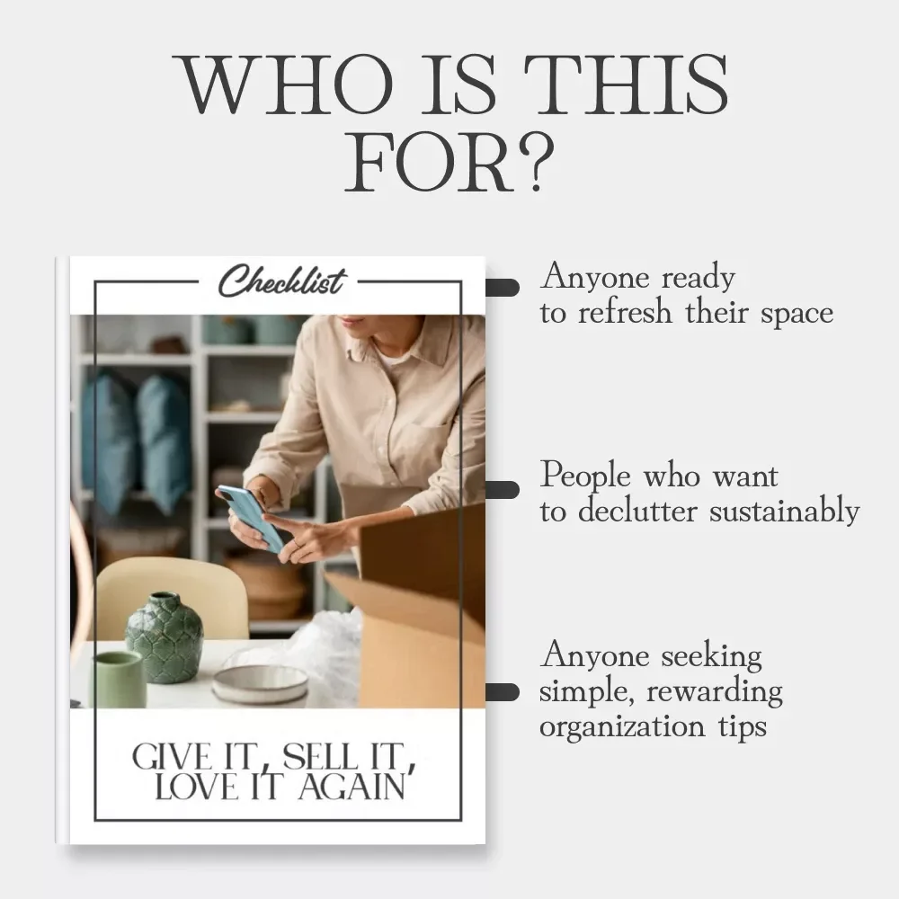 Give It, Sell It, Love It Again | Printable Decluttering Checklist | How to Donate or Sell Unwanted Items | Digital Download Organization Guide