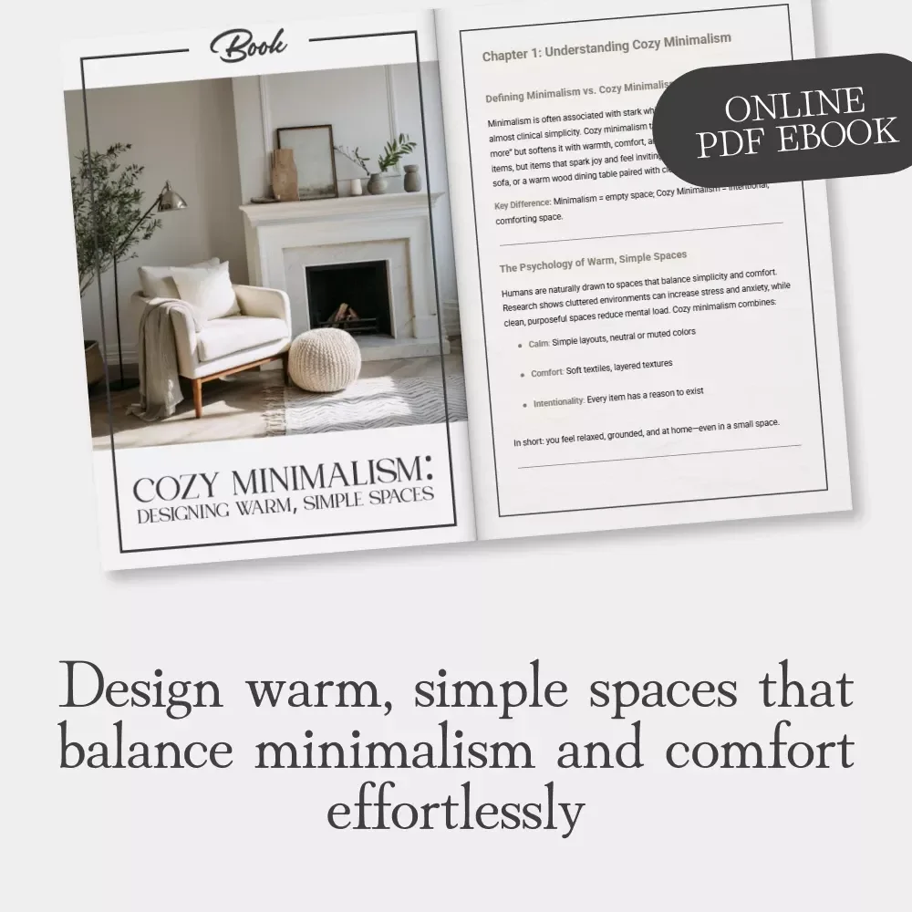 Cozy Minimalism: Designing Warm, Simple Spaces | eBook Guide for Creating a Cozy Minimalist Home | Digital Download for Interior Design Lovers | Tips for Cozy Minimalist Home Design