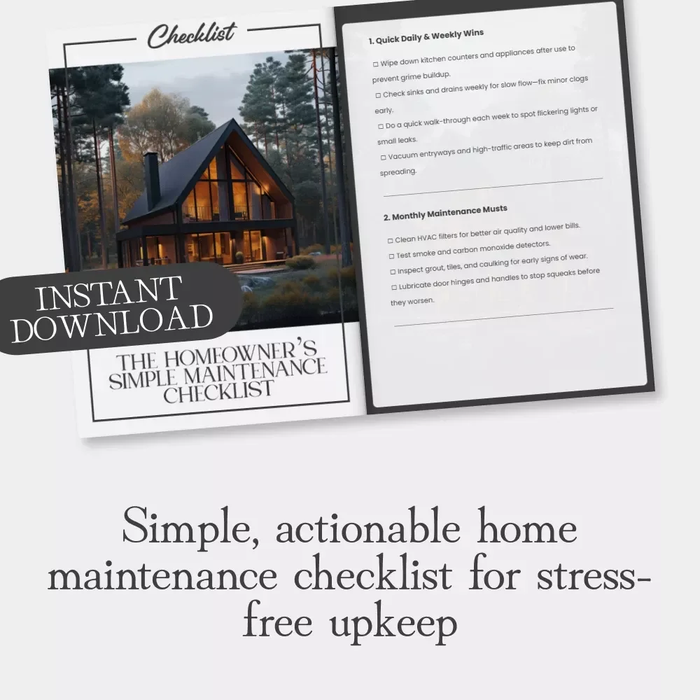 The Homeowner’s Simple Maintenance Checklist | Tips for Home Maintenance Made Simple | Digital Download Guide, eBook & Checklist for Stress-Free Home Care