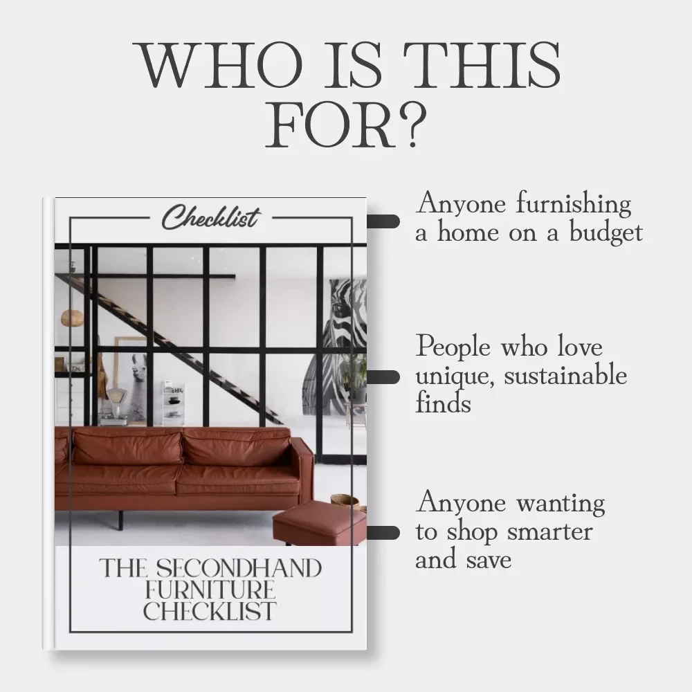 The Secondhand Furniture Checklist | Printable Guide for Thrift Shoppers | How to Buy Secondhand Furniture Smartly | Digital Download for Home Decor Enthusiasts