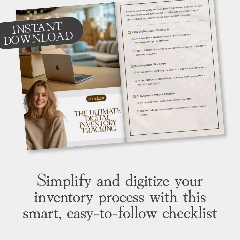 The Ultimate Digital Inventory Tracking Checklist | Printable & Editable Business Organizer for Efficient Stock Management | Tips for Digital Inventory Tracking Guide