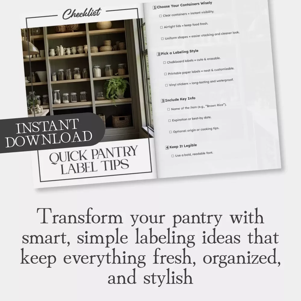 Quick Pantry Label Tips Checklist | Printable Kitchen Organization Guide | How to Label Pantry Containers Like a Pro | Instant Digital Download