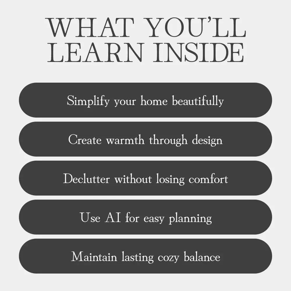Cozy Minimalism: Designing Warm, Simple Spaces | eBook Guide for Creating a Cozy Minimalist Home | Digital Download for Interior Design Lovers | Tips for Cozy Minimalist Home Design