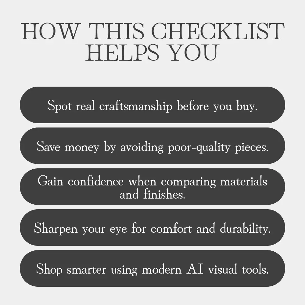 The Furniture Quality Spotter’s Checklist | How to Check Furniture Quality | Printable Home Décor Guide for Smart Shoppers, Interior Designers & Furniture Buyers