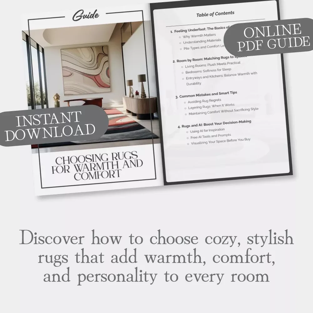 Choosing Rugs for Warmth and Comfort | Cozy Home Decor Guide | Digital Download | How to Choose Rugs for Warmth and Comfort | Rug Buying Tips for Every Room