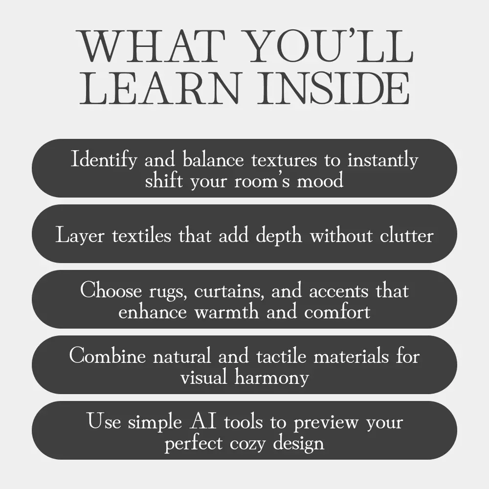 Adding Texture to Warm Your Rooms | Interior Design Guide for Cozy, Inviting Spaces | Digital Download eBook on How to Add Texture to Make Rooms Warmer