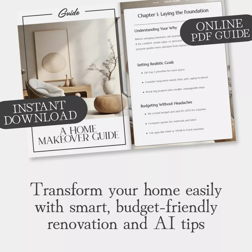 A Home Makeover Guide | How to Plan Home Renovation Like a Pro | Digital Download Home Renovation Planner, DIY Design eBook, Step-by-Step Remodeling Guide