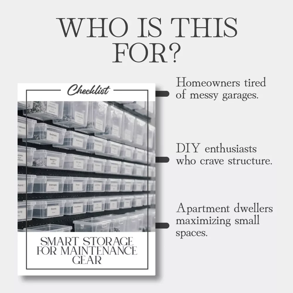 Smart Storage for Maintenance Gear Checklist | Printable Home Organization Guide | How to Organize Supplies for Maintenance | Garage & Workshop Storage Planner
