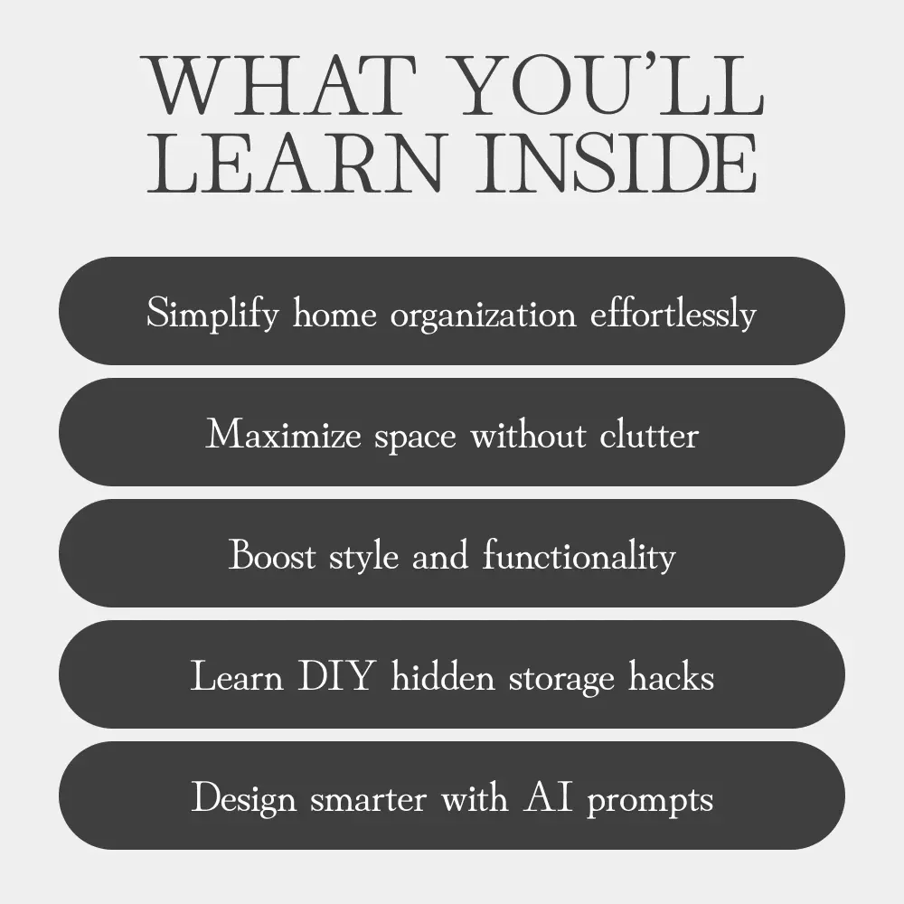 Turning Everyday Furniture into Clever Storage | Printable Home Design Guide for Hidden Storage Ideas | Learn How to Disguise Storage as Furniture | DIY Organization eBook