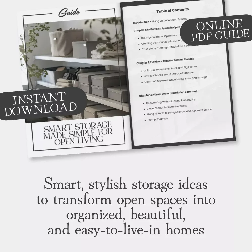 Smart Storage Made Simple for Open Living | Guide for Stylish Organization | Tips for Storage in Open Spaces | Digital Download eBook