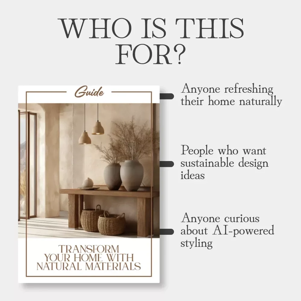 Transform Your Home with Natural Materials | Interior Design Guide for Eco-Friendly Homes | Digital Download – Tips for Decorating with Natural Materials