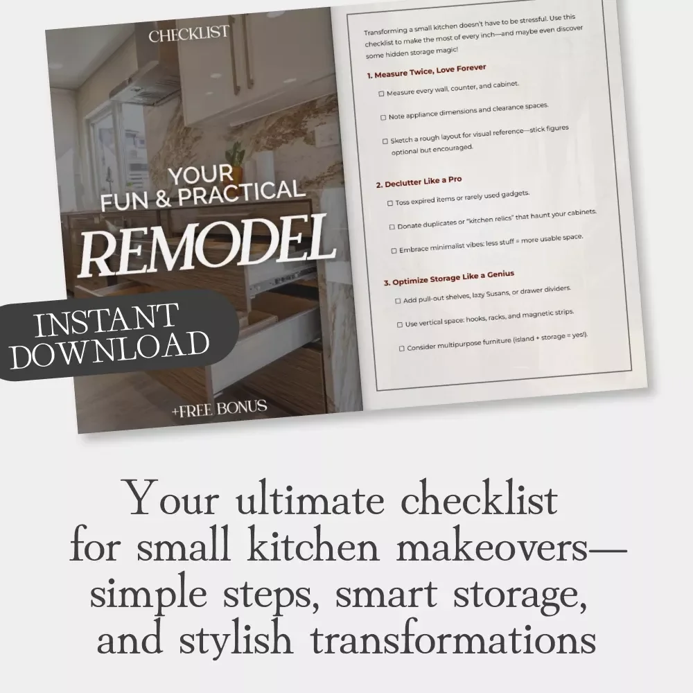 Your Fun & Practical Remodel Checklist | Digital Download for Small Kitchen Makeovers | Space-Saving Guide & Tips for Small Kitchen Remodels