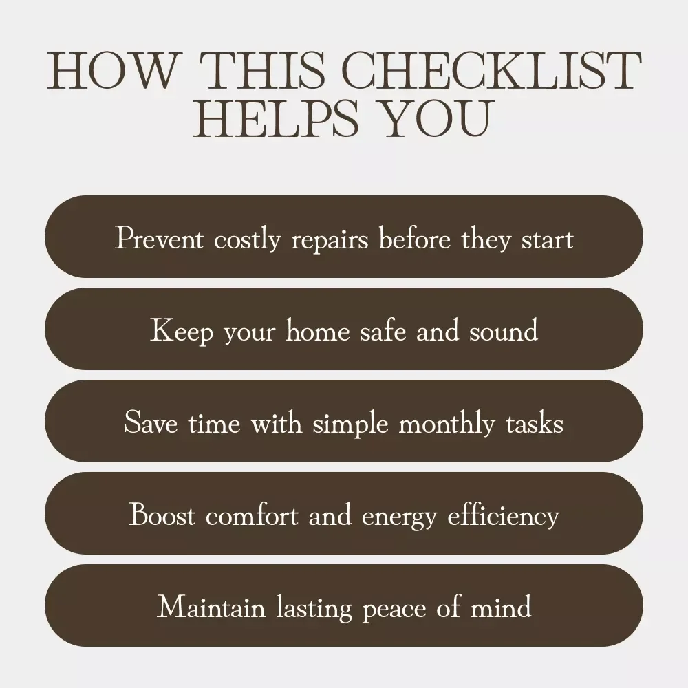 Monthly Home Check | Printable Checklist for Home Maintenance | Digital Download Guide with Tips for Monthly Home Checks | Easy Home Care Organizer for Safety & Efficiency