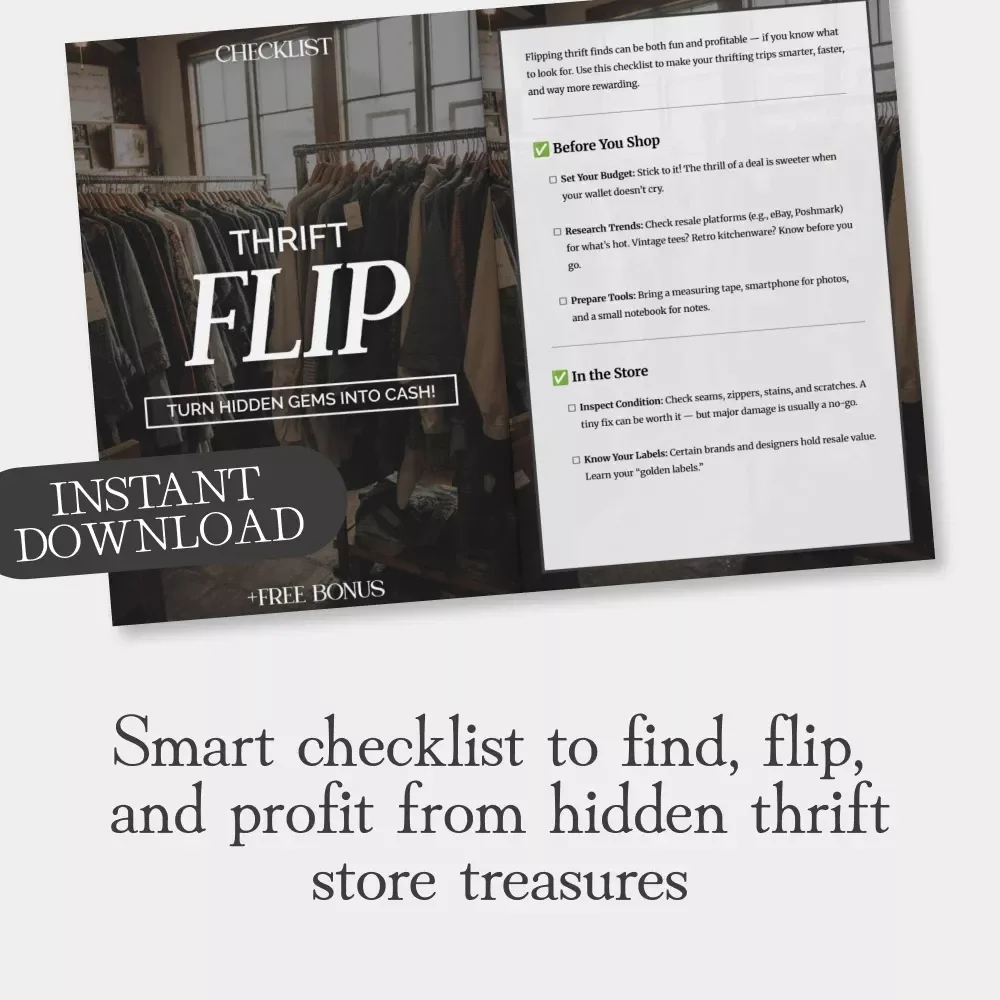 Thrift Flip Checklist: Turn Hidden Gems Into Cash! | Printable Guide for Resellers & Thrift Lovers | tips for flipping thrift finds | Digital Download