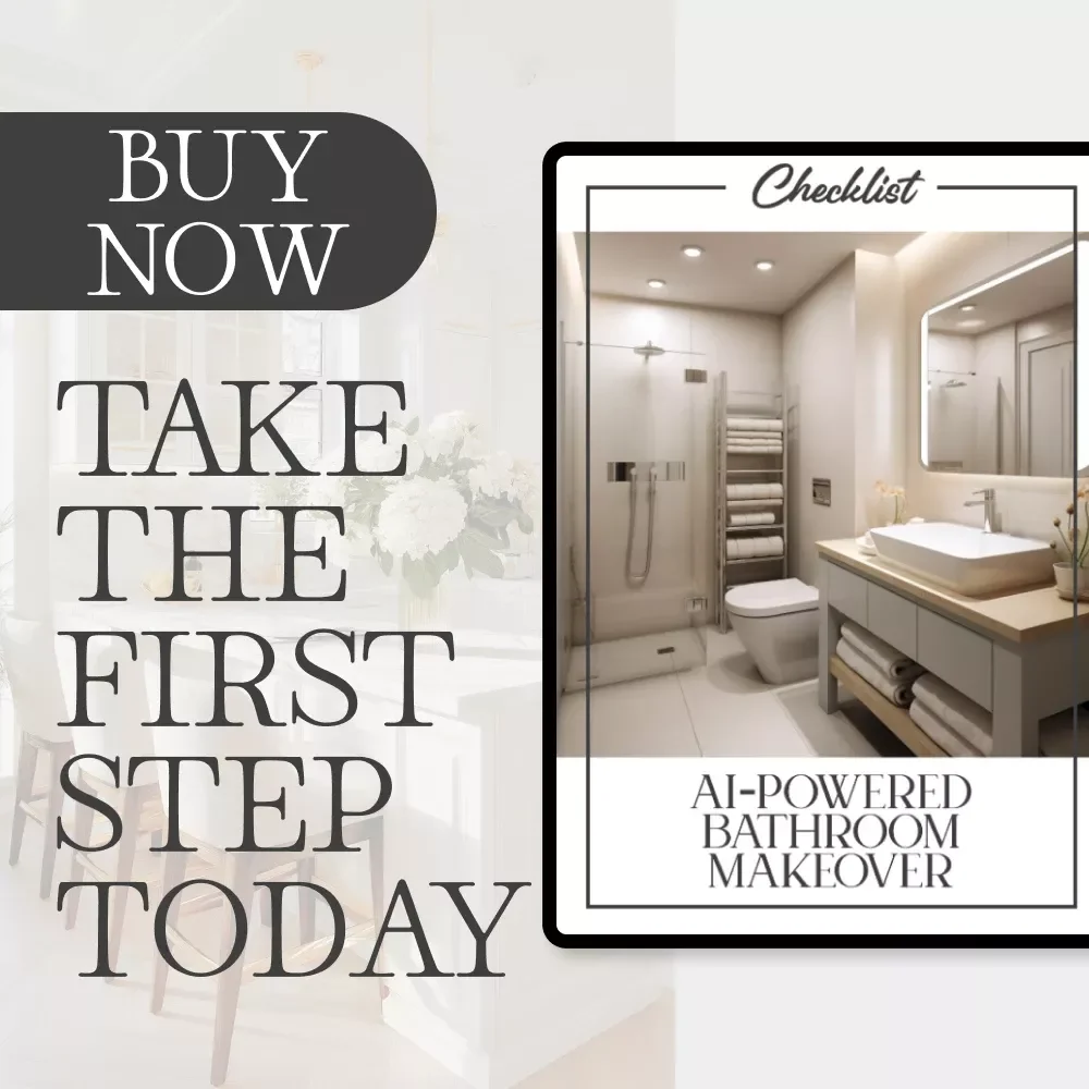 AI-Powered Bathroom Makeover Checklist | Digital Download for Home Decor Lovers | Step-by-Step Guide on How to Use AI for Bathroom Design Ideas | Modern Interior Inspiration Printable