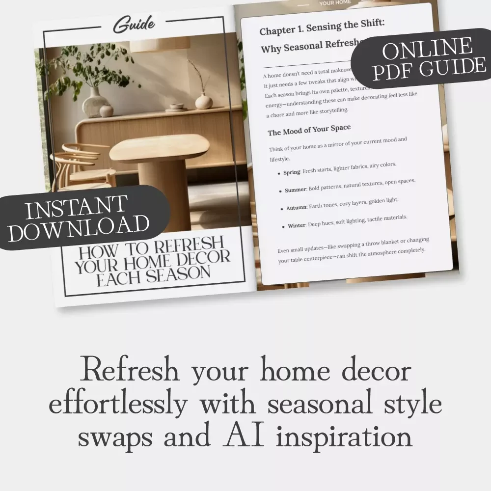How to Refresh Your Home Decor Each Season | Printable Digital Guide for Year-Round Decorating Inspiration | Home Styling Made Easy | Seasonal Design Tips & Checklists