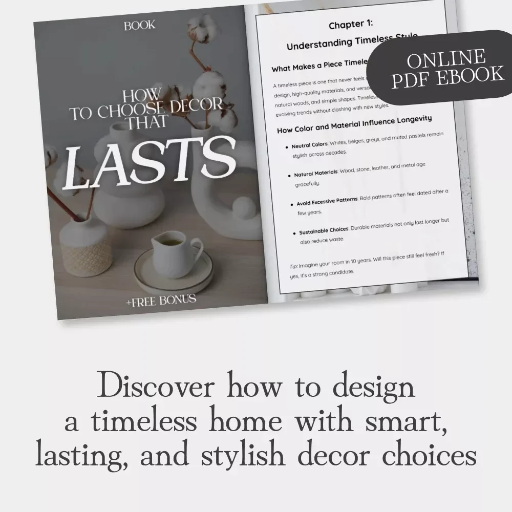 How to Choose Decor That Lasts | Timeless Home Design eBook | Digital Guide on How to Choose Timeless Home Decor Pieces | Minimalist & Classic Interior Styling Tips