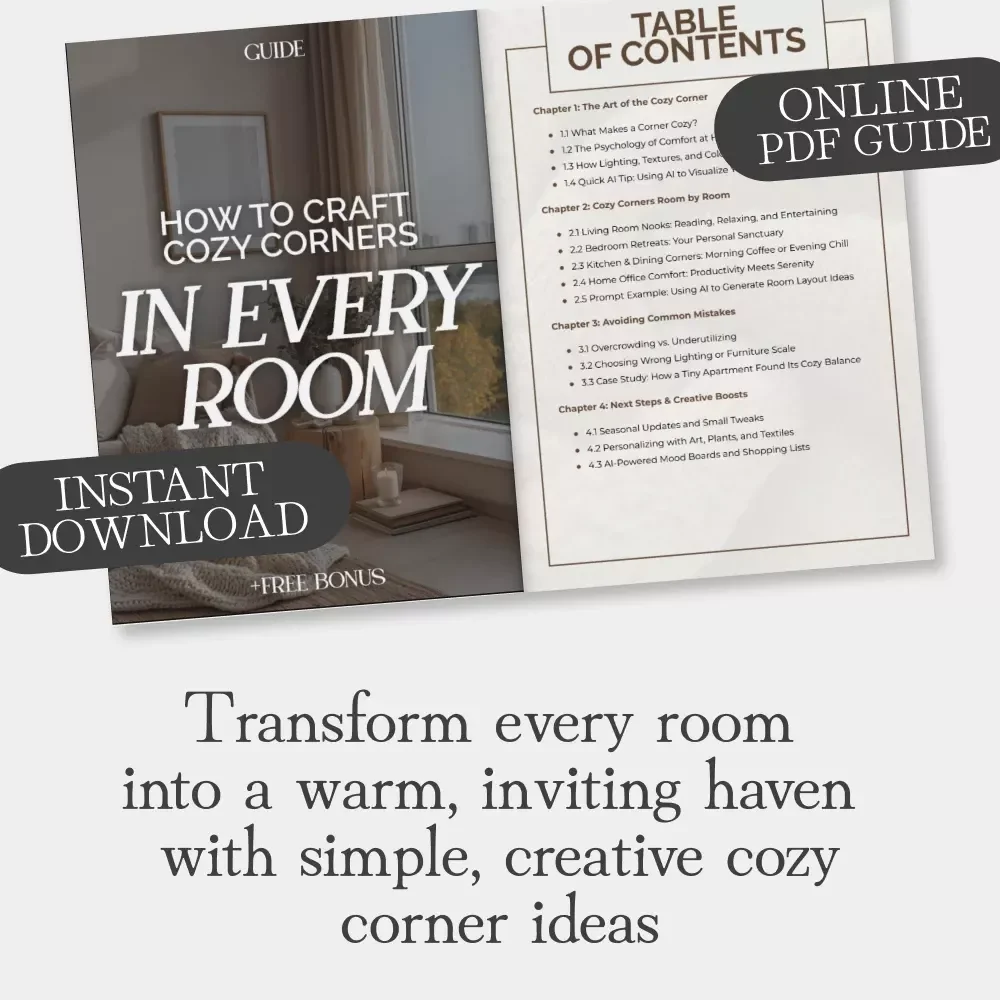 How to Craft Cozy Corners in Every Room | Digital Home Decor Guide | Cozy Corner Design eBook for Creating Warm, Inviting Spaces