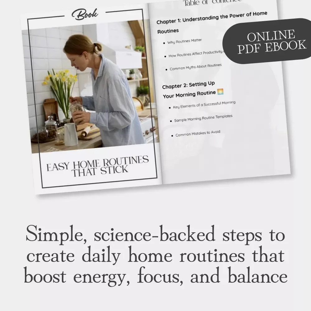 Easy Home Routines That Stick | eBook Guide on How to Set Home Routines for Productivity, Balance & Calm Living