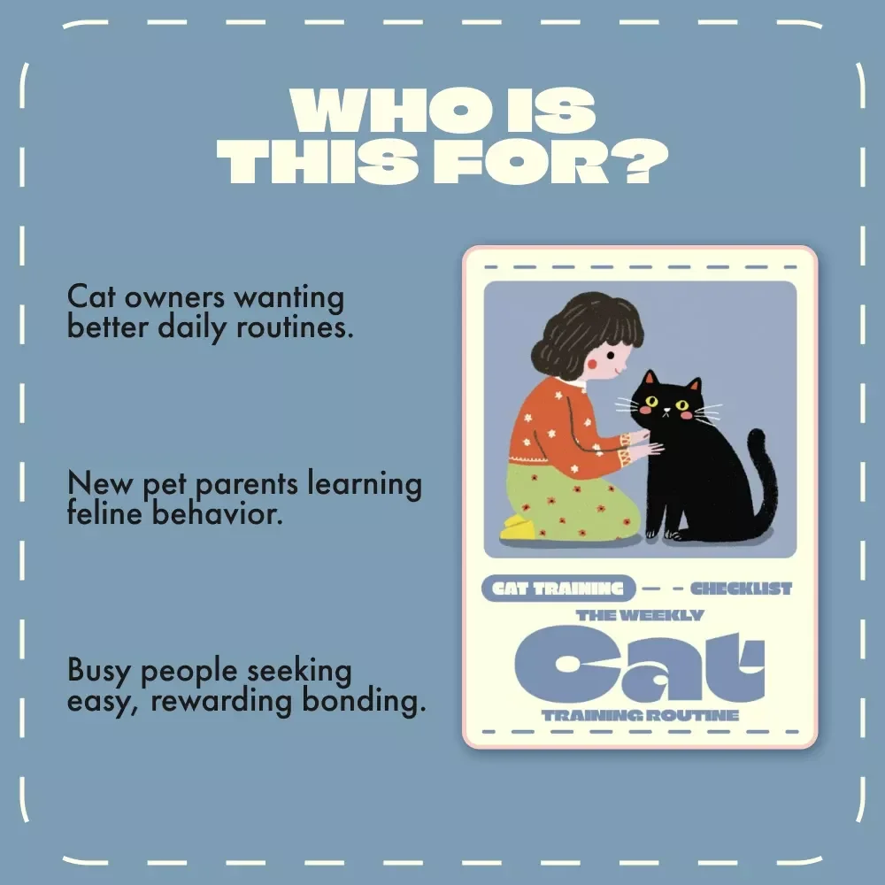 The Weekly Cat Training Routine Checklist | Printable Pet Training Planner | Digital Download Guide for Building Trust, Teaching Tricks & Creating a Calm Cat Routine