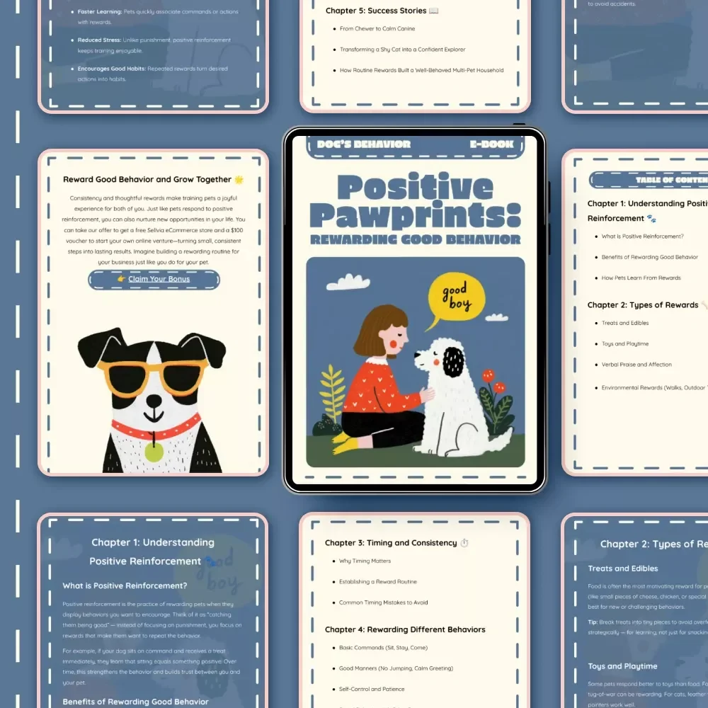 Positive Pawprints: Rewarding Good Behavior | Pet Training eBook, Digital Guide for Dog & Cat Owners | Positive Reinforcement Training Made Easy | Printable PDF Instant Download