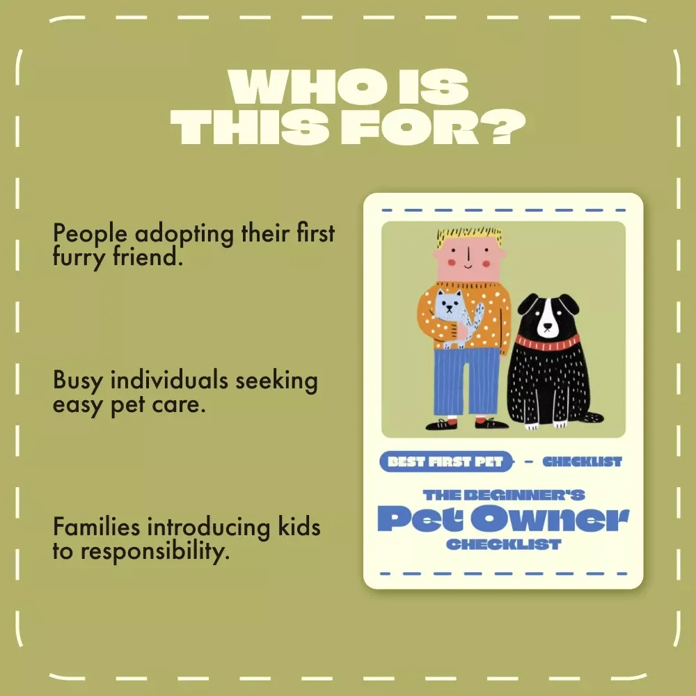 The Beginner’s Pet Owner Checklist | Printable Pet Care Guide for New Owners | Digital Download for Finding the Best First Pet for Beginners