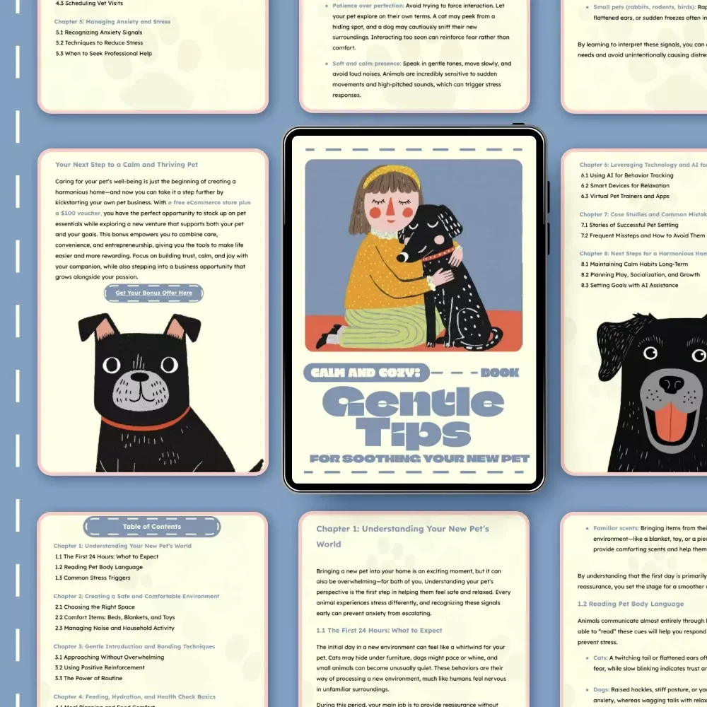 Calm and Cozy: Gentle Tips for Soothing Your New Pet | Pet Care eBook, Puppy & Kitten Guide, Pet Anxiety Relief, New Pet Owner Digital Download