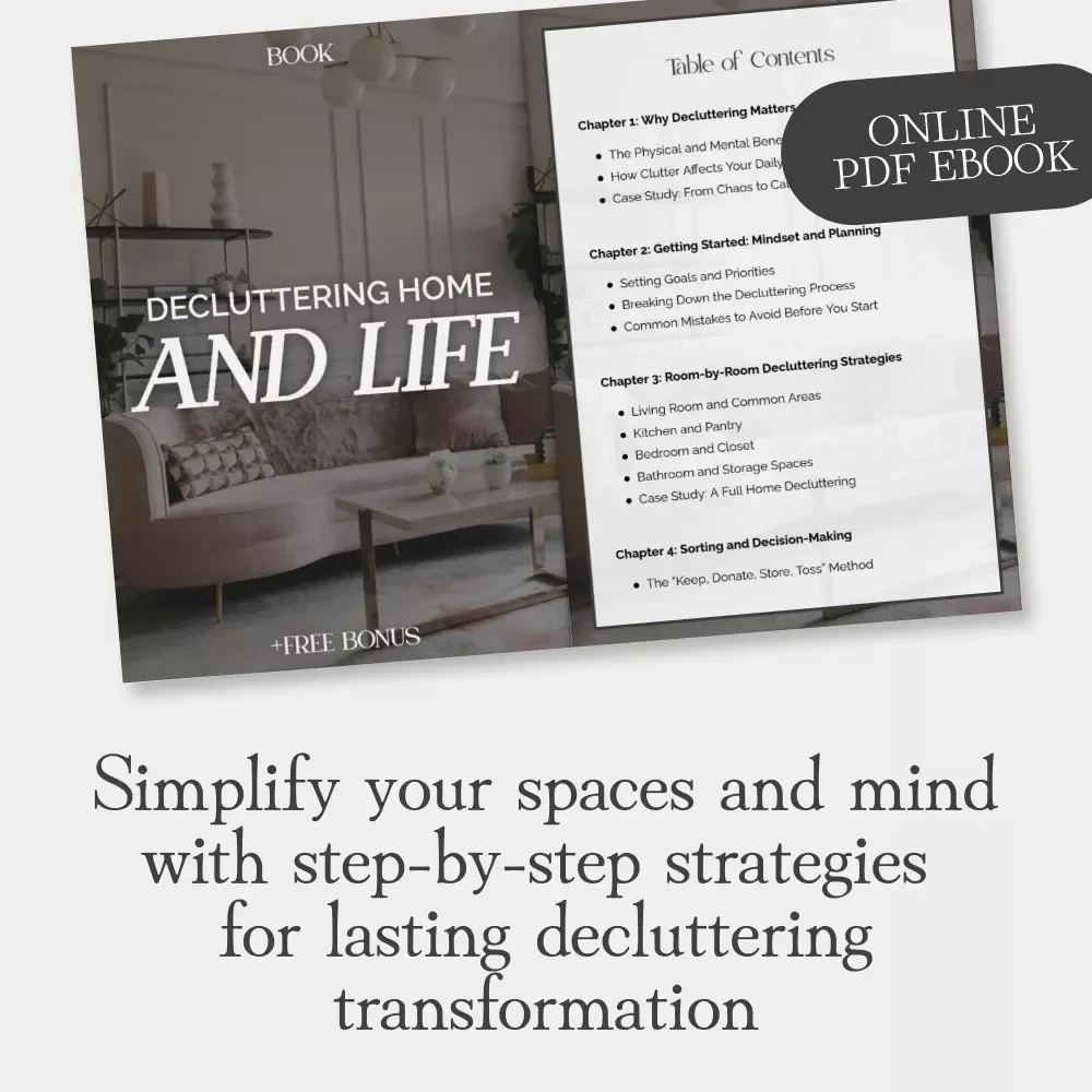 Decluttering Home and Life | How to Start Decluttering | Digital Ebook for Organizing Your Home and Mind | Minimalist Living Guide | Room-by-Room Declutter Planner