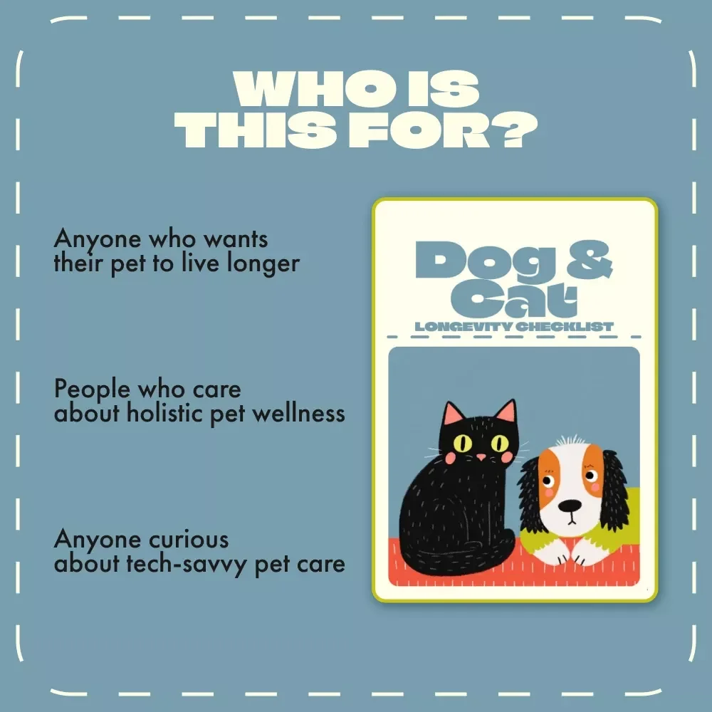 Dog & Cat Longevity Checklist | Printable Pet Health & Wellness Guide | How Long Do Dogs and Cats Live | Digital Download for Pet Owners