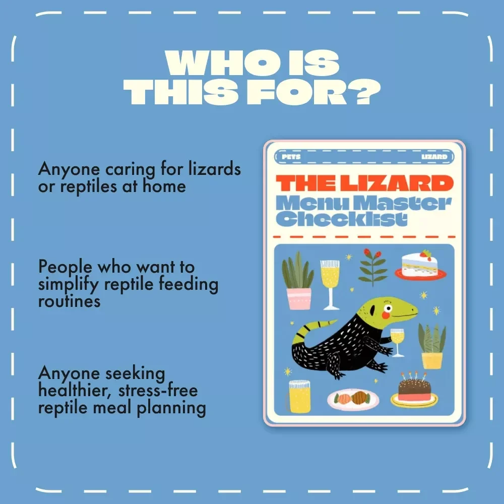 The Lizard Menu Master Checklist | Printable Reptile Feeding Guide | Bearded Dragon, Gecko & Lizard Care Digital Download | Pet Nutrition Planner for Reptile Owners