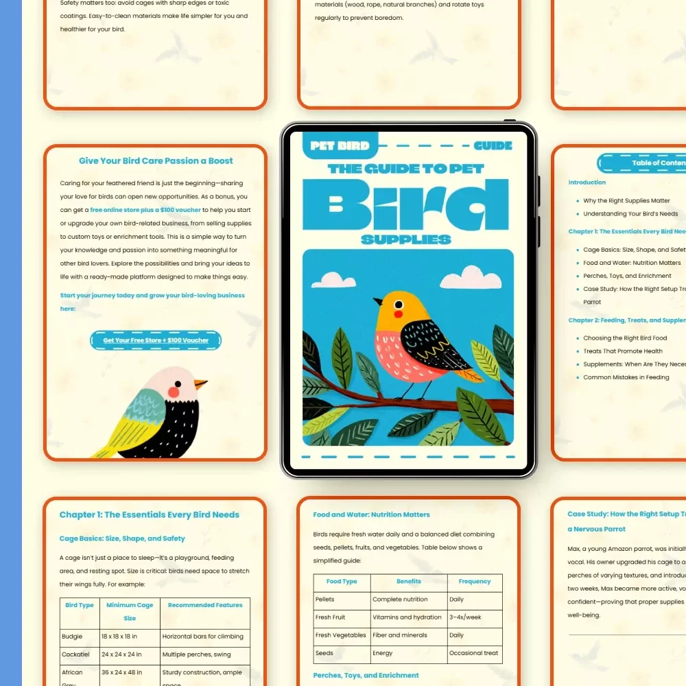 The Guide to Pet Bird Supplies | Ultimate pet bird supply list | Digital Download for Bird Owners, Parrot Parents & Pet Lovers