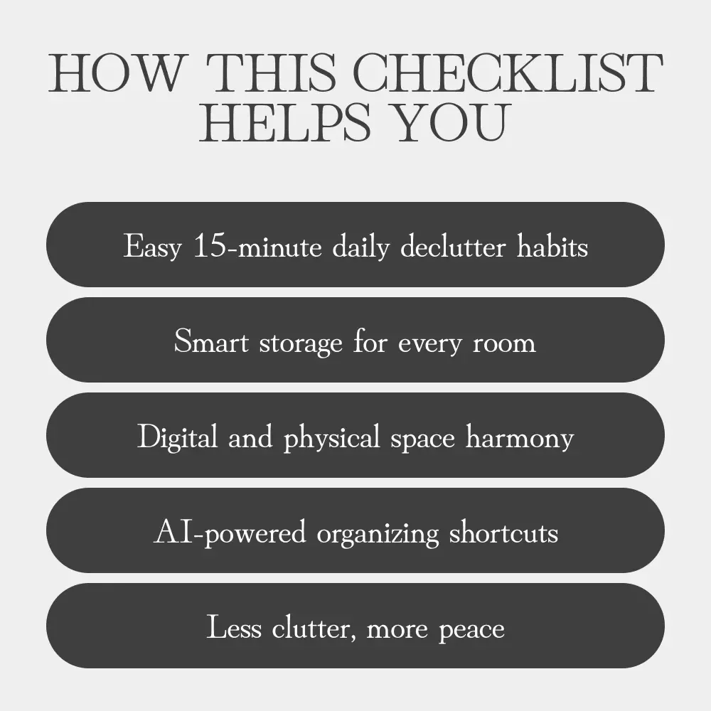The Clutter-Free Home Checklist | Printable Decluttering Guide | How to Keep Your Home Clutter Free | Minimalist Organization Digital Download
