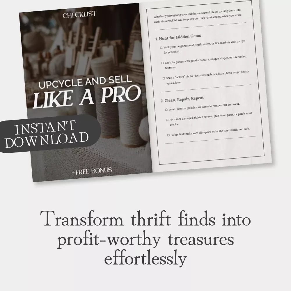 Upcycle and Sell Like a Pro | Printable Checklist for How to Sell or Gift Upcycled Decor | Digital Download DIY Resale Guide for Makers and Home Crafters