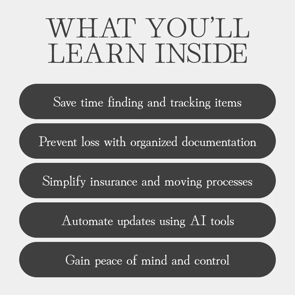 Home Inventory Hacks: Organize, Track, Thrive | Digital Guide for Effortless Home Inventory Setup, Tracking, and Management | Instant Download eBook with AI Tips and Checklists