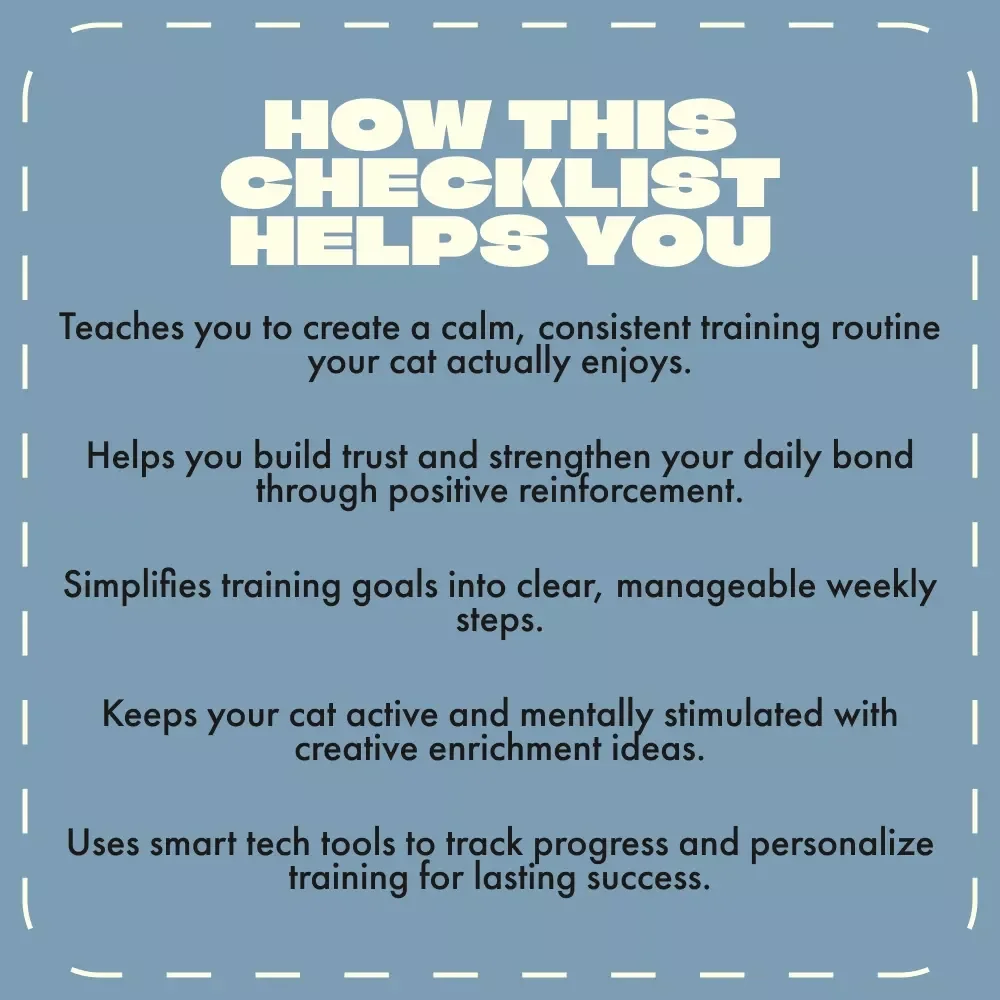 The Weekly Cat Training Routine Checklist | Printable Pet Training Planner | Digital Download Guide for Building Trust, Teaching Tricks & Creating a Calm Cat Routine