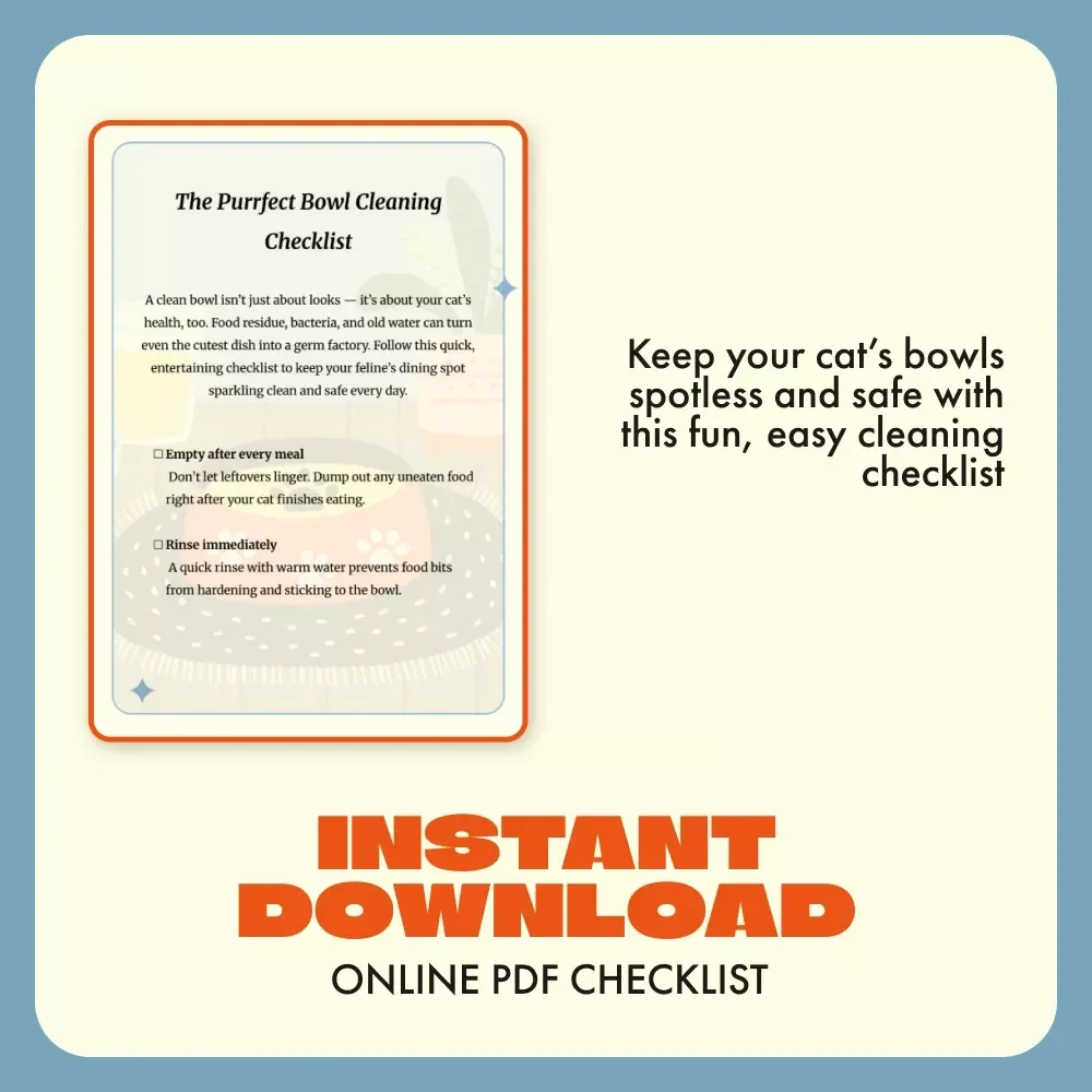 The Purrfect Bowl Cleaning Checklist | Printable Cat Care Guide | Digital Download for Cat Owners | Pet Hygiene & Cleaning Routine eBook