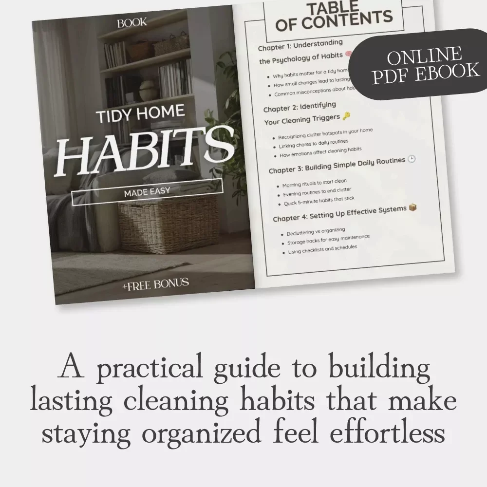 Tidy Home Habits Made Easy | eBook Guide on How to Create Habits for a Tidy Home | Digital Download for Decluttering, Cleaning Routines & Organized Living