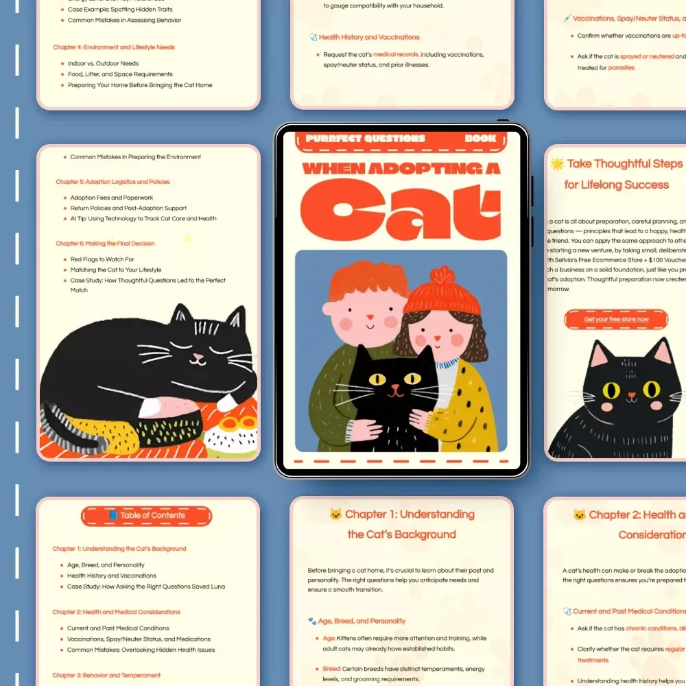 Purrfect Questions When Adopting a Cat | Cat Adoption Guide, eBook & Checklist for New Cat Parents | Digital Download for Responsible Pet Owners