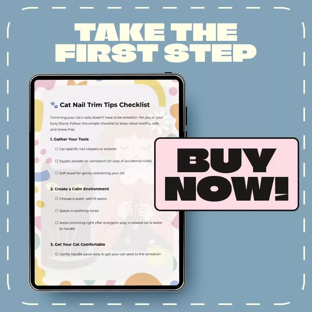 Cat Nail Trim Tips Checklist | Stress-Free Cat Nail Care Guide | Printable Cat Nail Trimming Tips for Pet Owners | Digital Download for Easy Cat Grooming