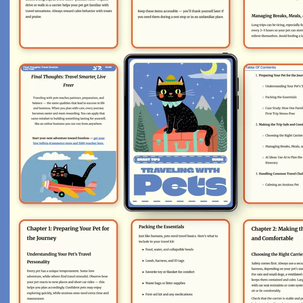Smart Tips for Traveling with Pets | Digital Guide, eBook & Checklist for Stress-Free Pet Travel | AI-Powered Pet Travel Planner for Dog & Cat Owners