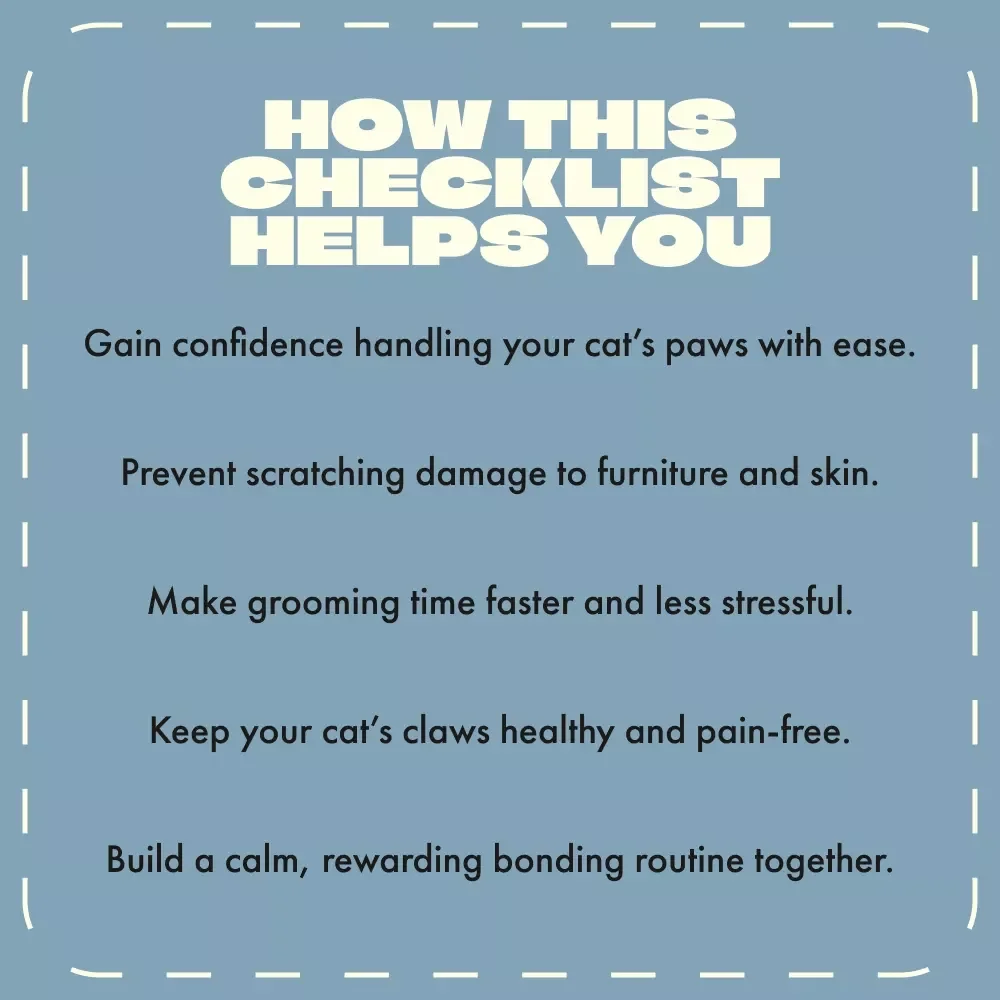 Cat Nail Trim Tips Checklist | Stress-Free Cat Nail Care Guide | Printable Cat Nail Trimming Tips for Pet Owners | Digital Download for Easy Cat Grooming