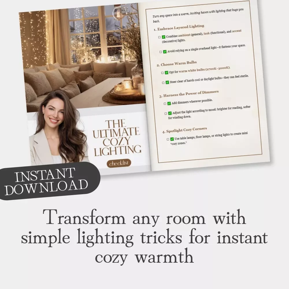 The Ultimate Cozy Lighting Checklist | Digital Download for Home Ambiance | How to Use Lighting to Enhance Coziness | Warm Lighting Guide for Relaxing Spaces