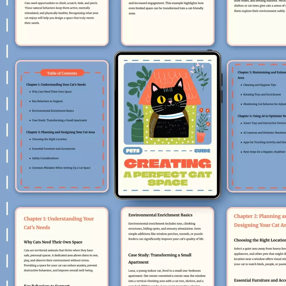Creating a Perfect Cat Space | Digital Guide for Cat Lovers | How to Set Up a Cat Area at Home | Step-by-Step eBook for Feline Comfort & Enrichment