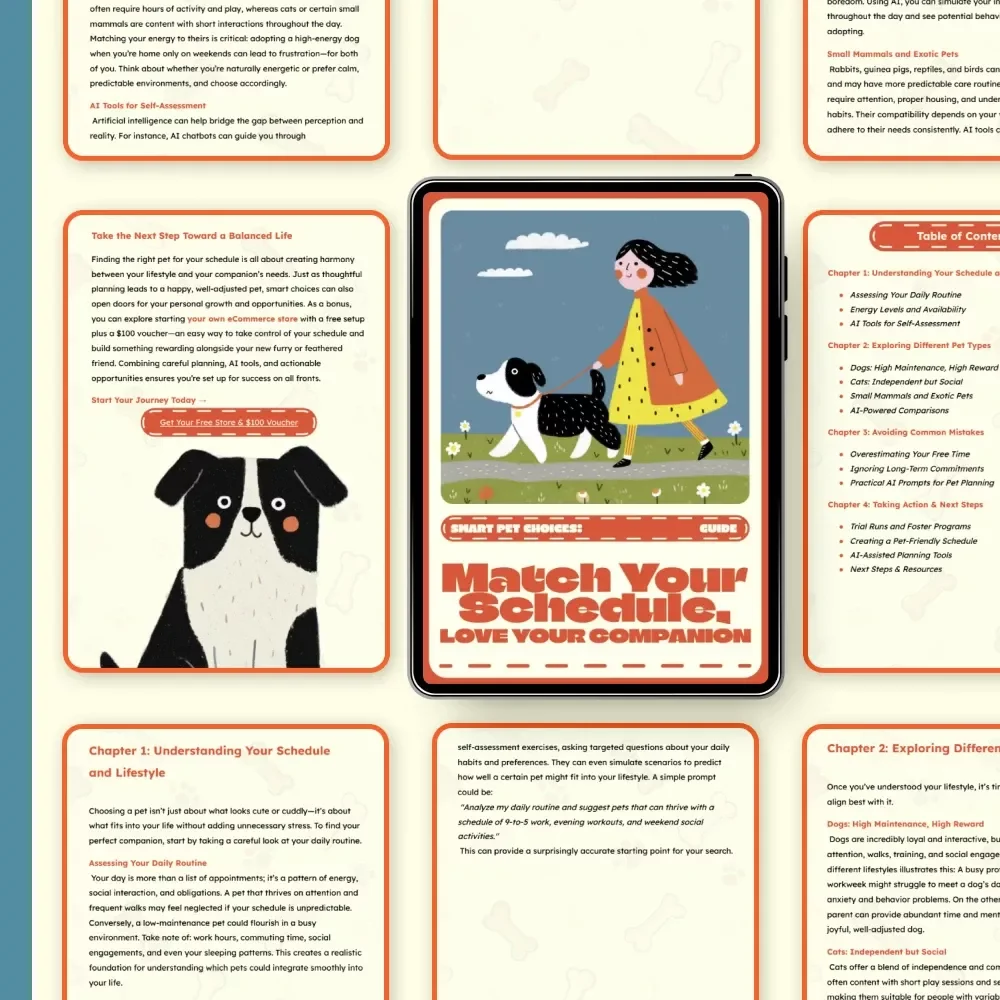 Smart Pet Choices: Match Your Schedule, Love Your Companion | Pet Owner Guide, AI Pet Matching eBook, Lifestyle-Based Pet Selection, Digital Download