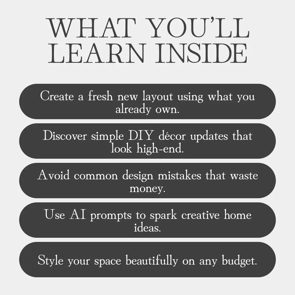 Refresh Your Home on a Budget | Printable Guide to Affordable Home Makeovers | How to Refresh Your Home Without Spending Much | DIY Home Décor & AI-Powered Inspiration