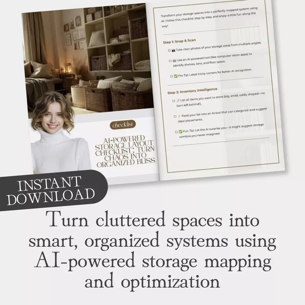 AI-Powered Storage Layout Checklist: Turn Chaos Into Organized Bliss | Digital Download | how to use ai to map storage layout | Smart Home Organization Guide