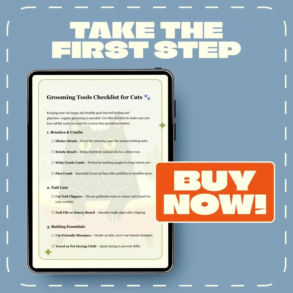 Grooming Tools Checklist for Cats | Printable Cat Grooming Essentials Guide | Digital Download for Cat Owners & Pet Grooming Beginners | grooming tools checklist for cats