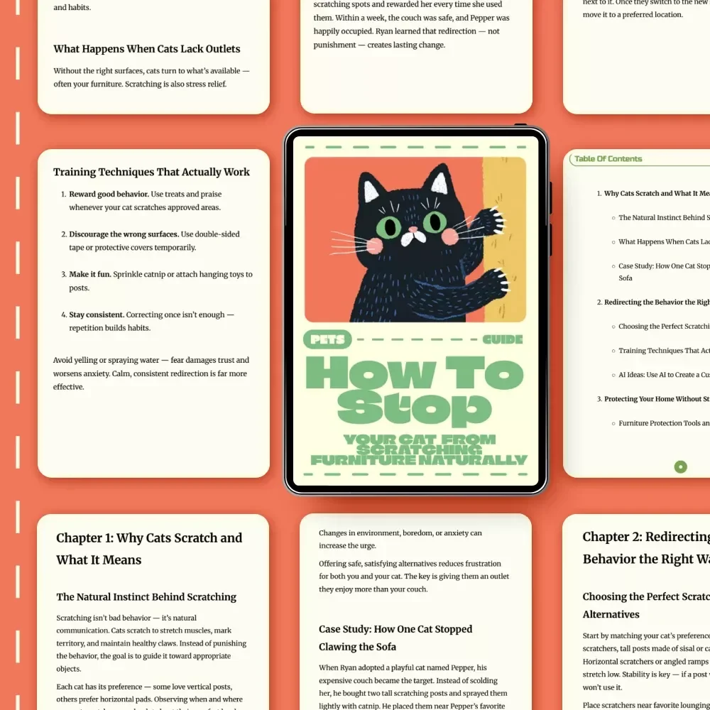 How to Stop Your Cat from Scratching Furniture Naturally | Cat Training eBook, Feline Behavior Guide, Pet Owner Printable, Cat Scratch Solution, Digital Download