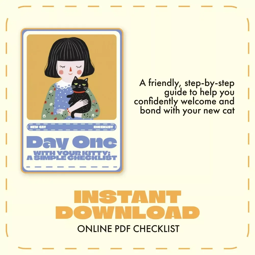 Day One With Your Kitty: A Simple Checklist 🐾 | New Cat Owner Guide | Kitten Care eBook | Printable Pet Care Checklist for First-Time Cat Parents